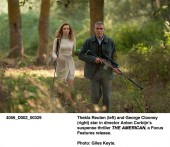 Thekla Reuten (left) and George Clooney (right) in The American