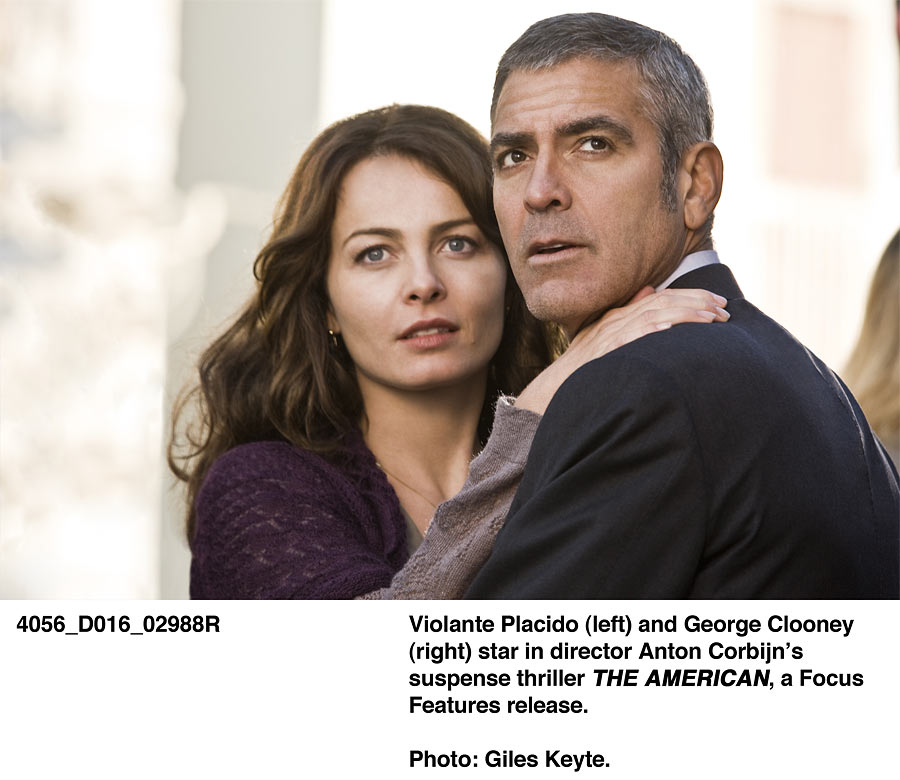 Violante Placido (left) and George Clooney (right) in The American