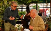 Woody Allen and Anthony Hopkins on the set of You Will Meet a Tall Dark Stranger