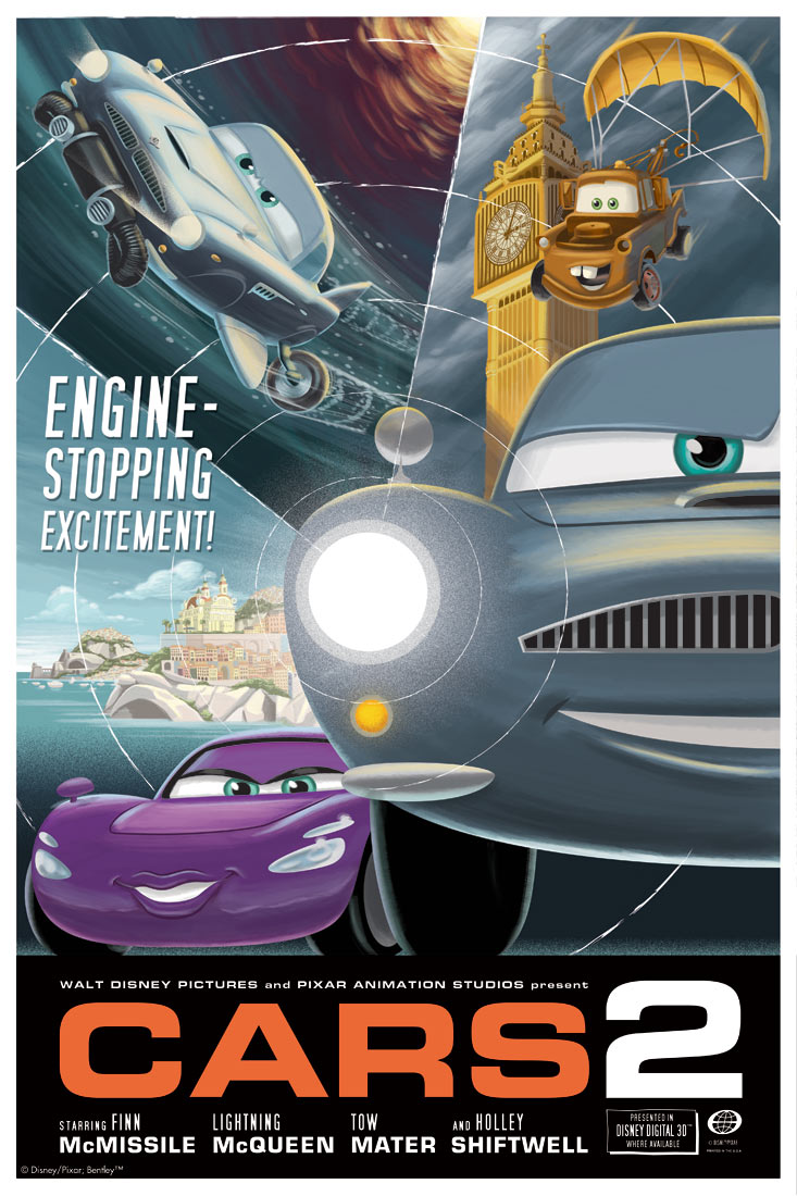 Cars 2 vintage movie poster