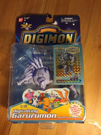 RARE Bandai Digital Digimon Monsters Digivolving Garurumon (Weregarurumon) ID #56 Action Figure with Trading Card (1999)