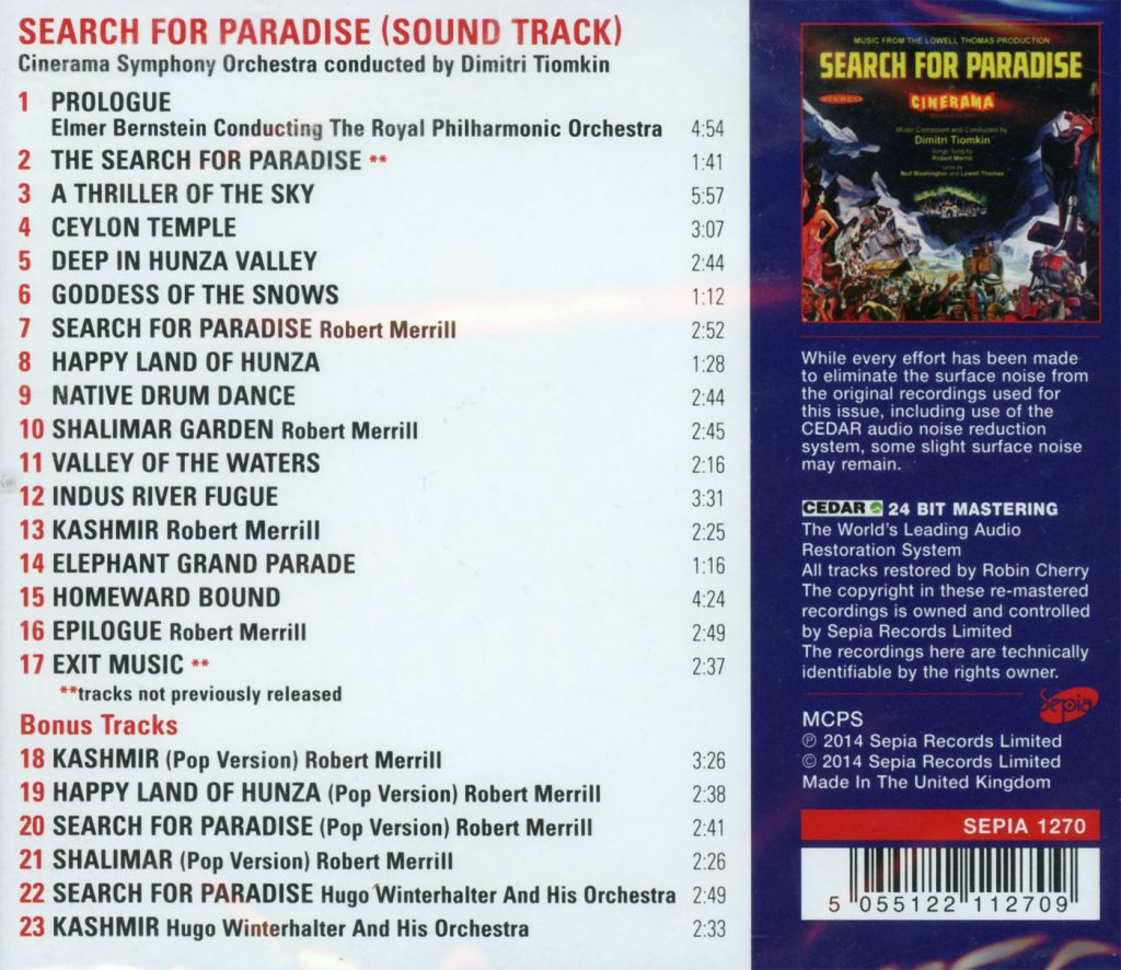 Search For Paradise Motion Picture Soundtrack – Cinerama Symphony Orchestra Conducted by Dimitri Tiomkin