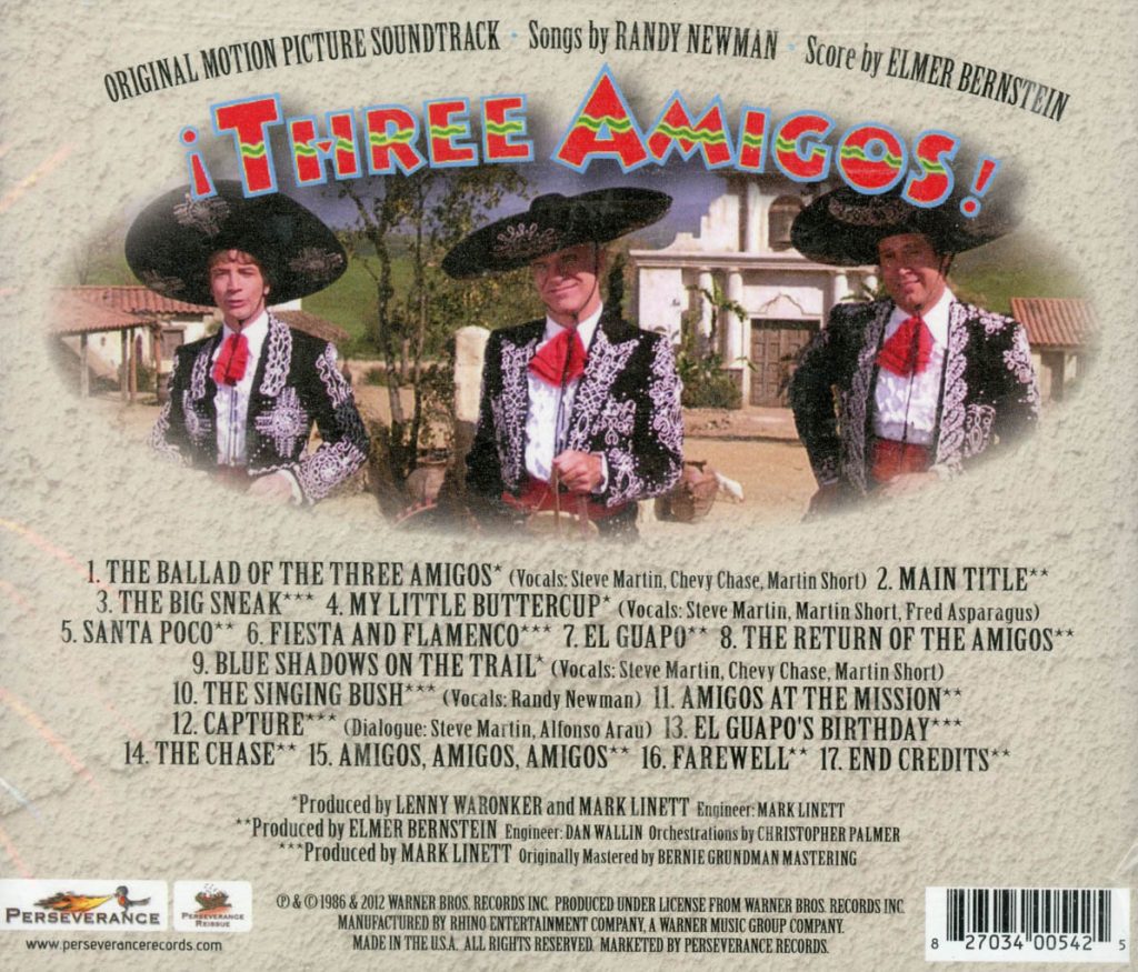 Three Amigos! Original Motion Picture Soundtrack Limited Edition Recording Reissued