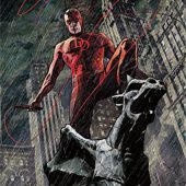 Daredevil Standing Above Gargoyle 22 x 34 inch Comic Book Poster