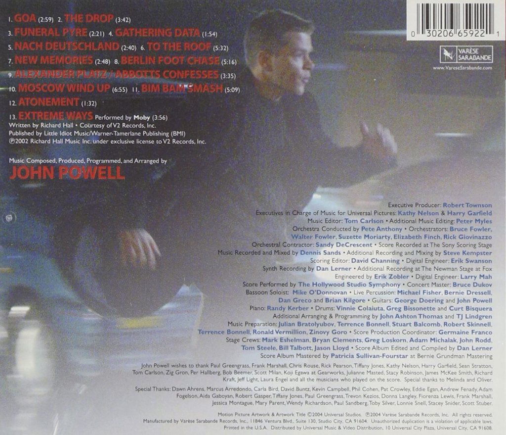 The Bourne Supremacy Original Motion Picture Soundtrack – Music by John Powell