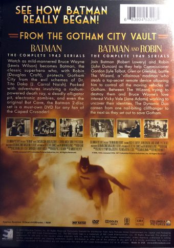 Gotham City Serials: The Complete 1940s Movie Serials Collection – Batman (1943-15 Chapters) Batman & Robin (1949-15 Chapters)