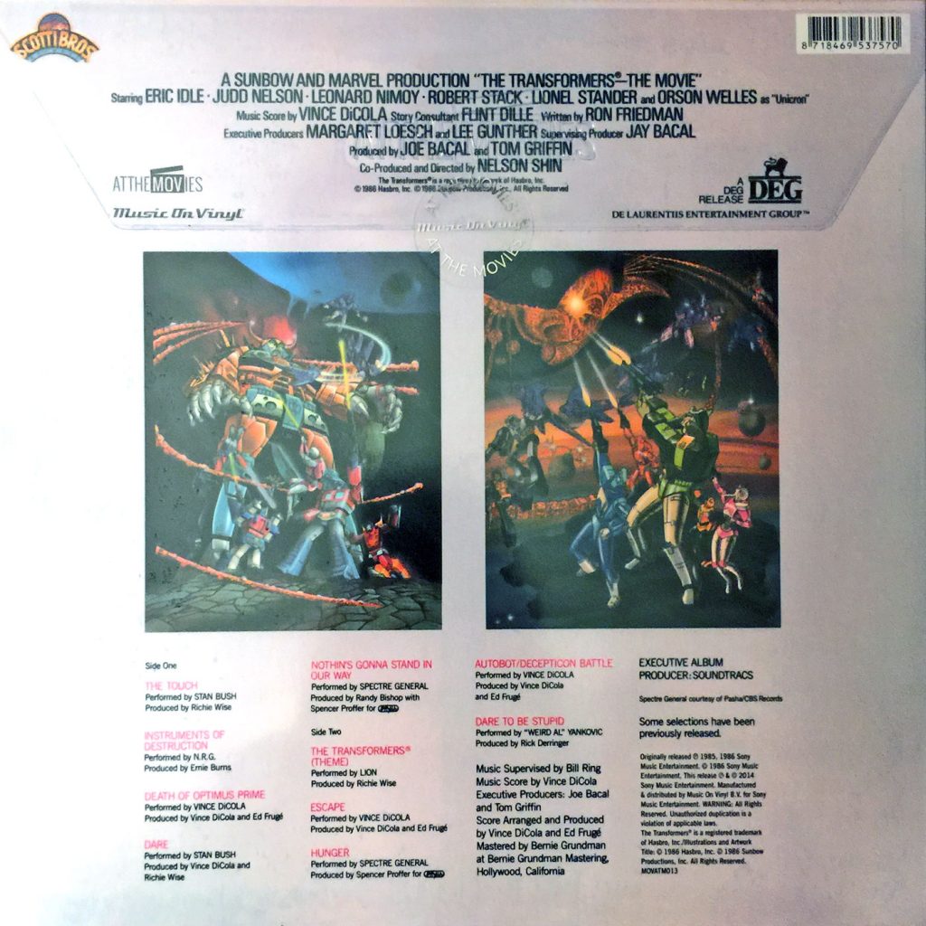 The Transformers: The Movie (1986) Original Motion Picture Soundtrack Limited Vinyl Edition
