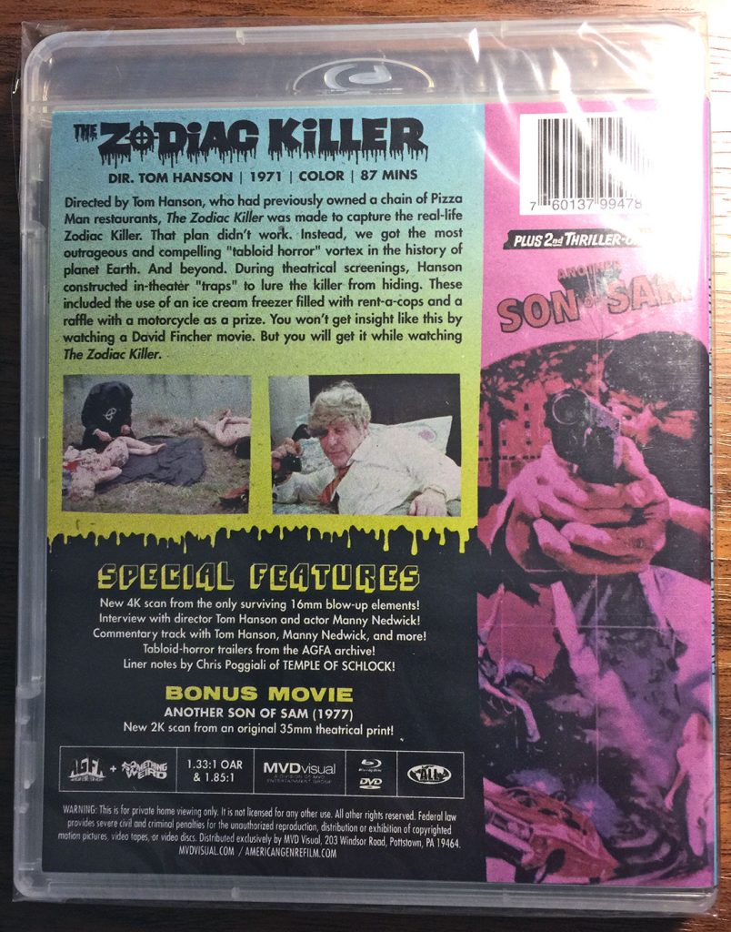 The Zodiac Killer (1971) + Another Son of Sam (1977) Blu-ray