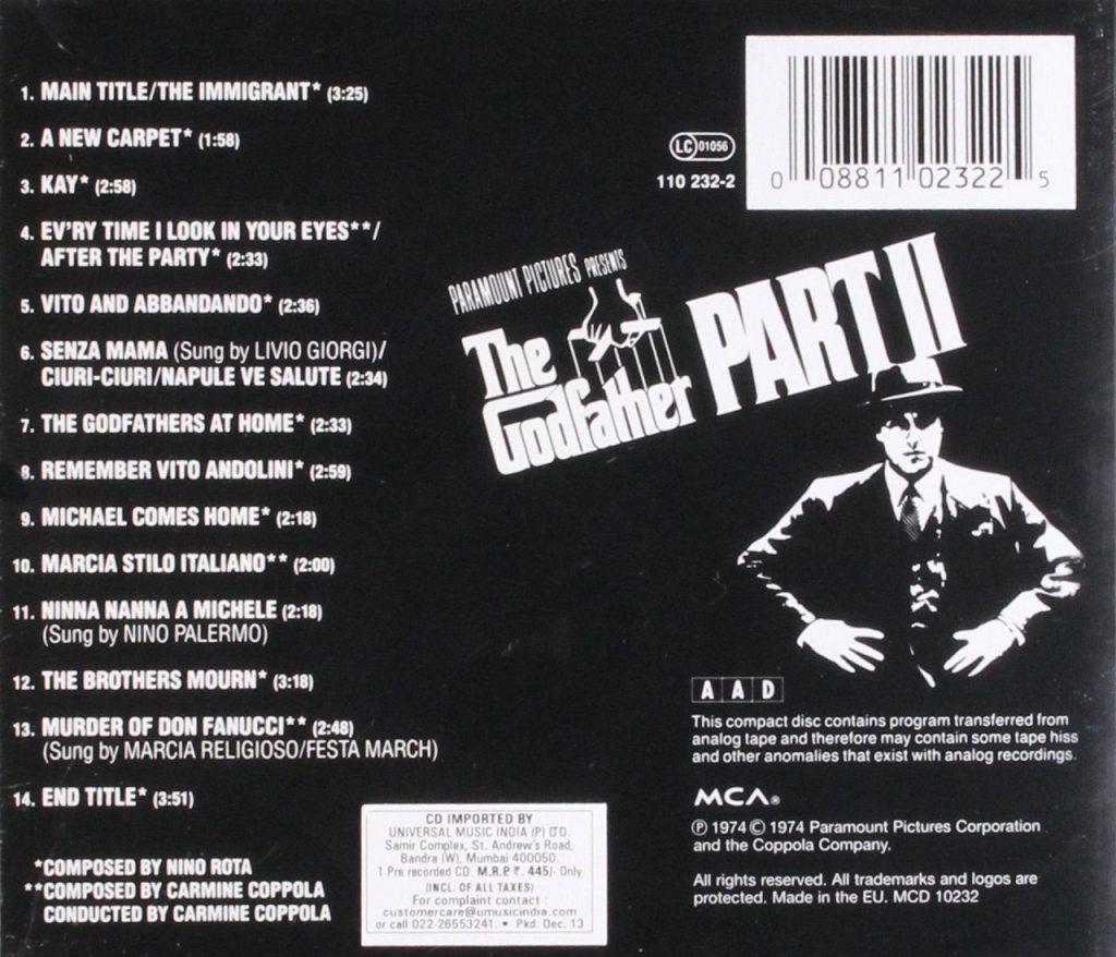 The Godfather: Part II Original Movie Soundtrack