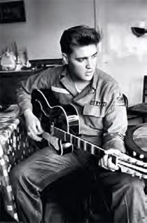 Elvis Presley Black and White with Guitar 24 x 36 Inch Poster