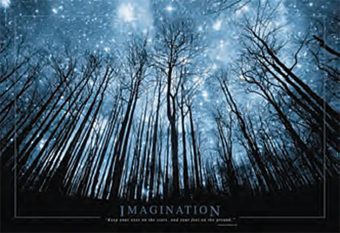 Imagination Stars and Trees at Night 36 x 24 inch Art Poster
