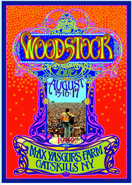 Woodstock Music Festival at Max Yasgur’s Farm in Catskills, New York 1969 Bob Masse 18 x 24 inch Rock Concert Poster
