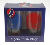 Grateful Dead 50th Anniversary 2-Pack Red and Blue Pint Glass Set