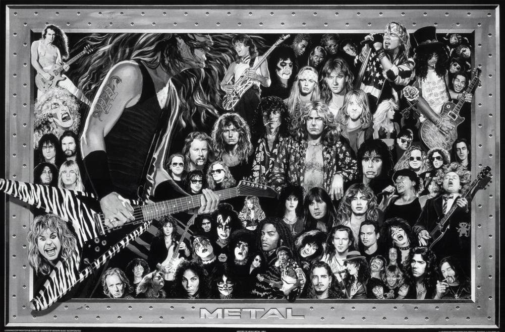 Heavy Metal Collage Art Work 36 x 24 inch Music Poster