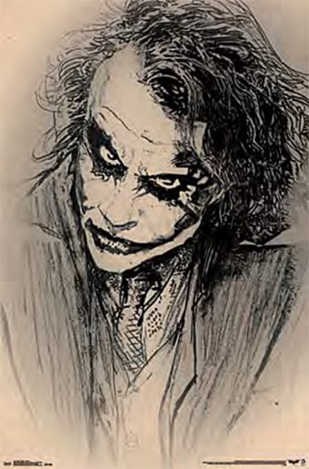 The Dark Knight Joker Sketch 22 X 34 inch Movie Poster
