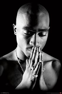 Tupac Shakur Black and White Portrait Praying 22 X 34 inch Music Poster