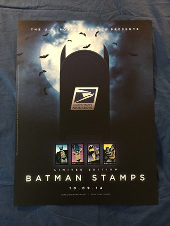 New York Comic Con (NYCC) October 9, 2014 Batman Stamps US Postal Service 18 x 24 inch Stamp Issue Promotional Poster
