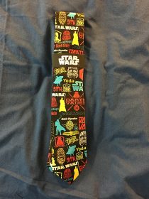Star Wars Universe Character Silhouettes Men’s Pop Stickers Colorful Pattern Necktie