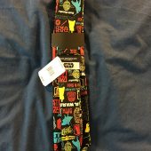 Star Wars Universe Character Silhouettes Men’s Pop Stickers Colorful Pattern Necktie
