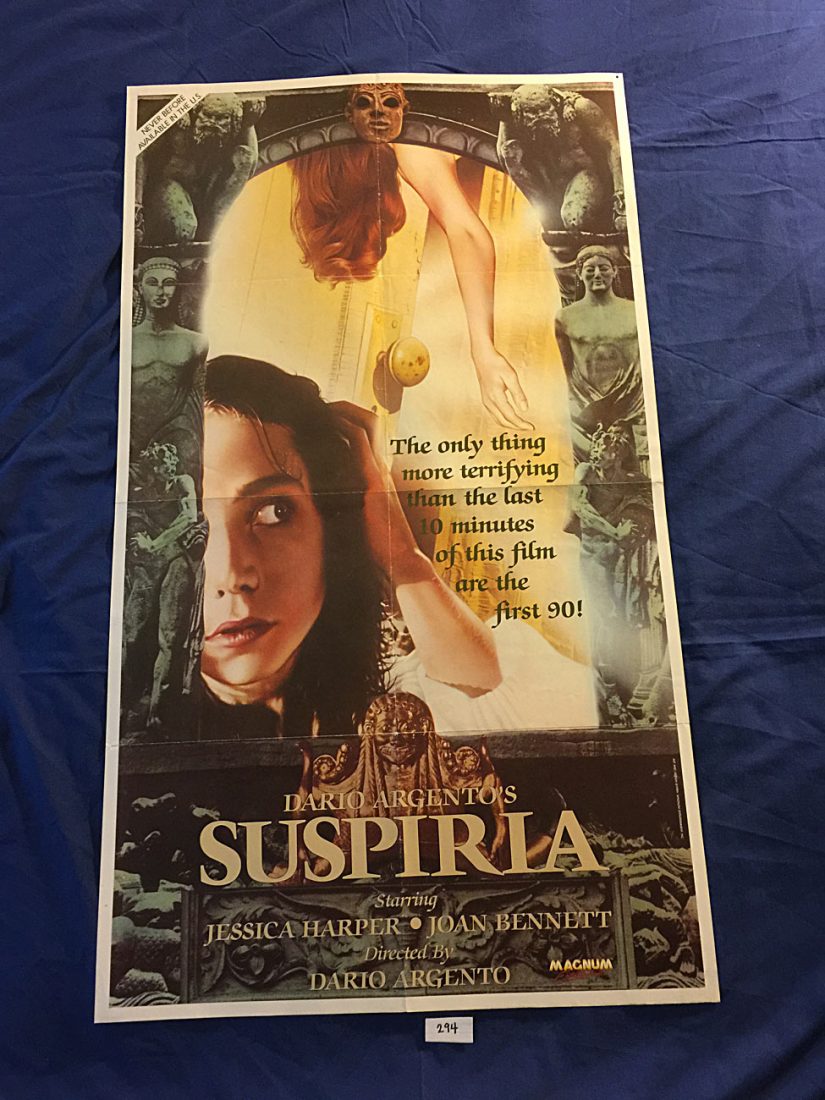 Dario Argento’s Suspiria 23×40 inch Original VHS Video Release Movie Poster (1977)