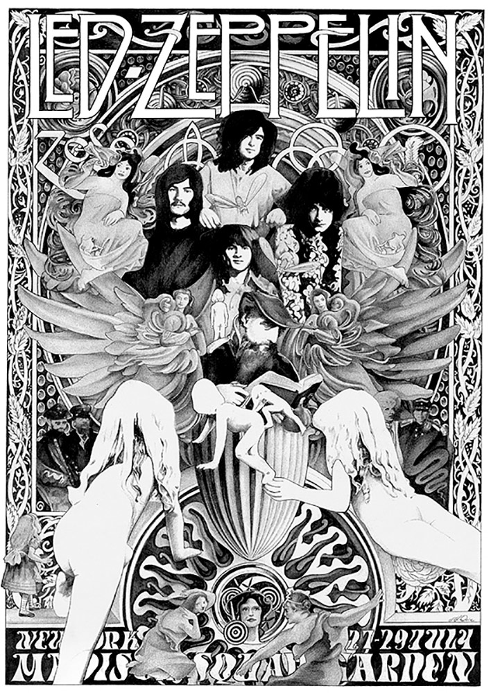 Rock and Roll Legendary Art Led Zeppelin Madison Square Garden Tour Poster 
