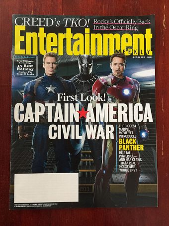 Entertainment Weekly Magazine (December 11, 2015) Captain America, Black Panther, Iron Man