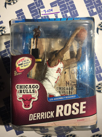 McFarlane Toys NBA Series 24 Derrick Rose SIGNED RARE Bronze Collector Level Action Figure White Jersey MVP Trophy