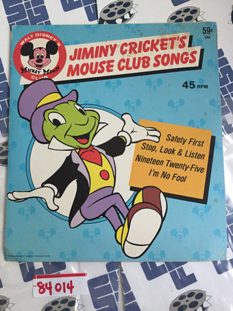 Jiminy Cricket’s Mouse Club Songs 45RPM Vinyl Walt Disney’s Mickey Mouse Club
