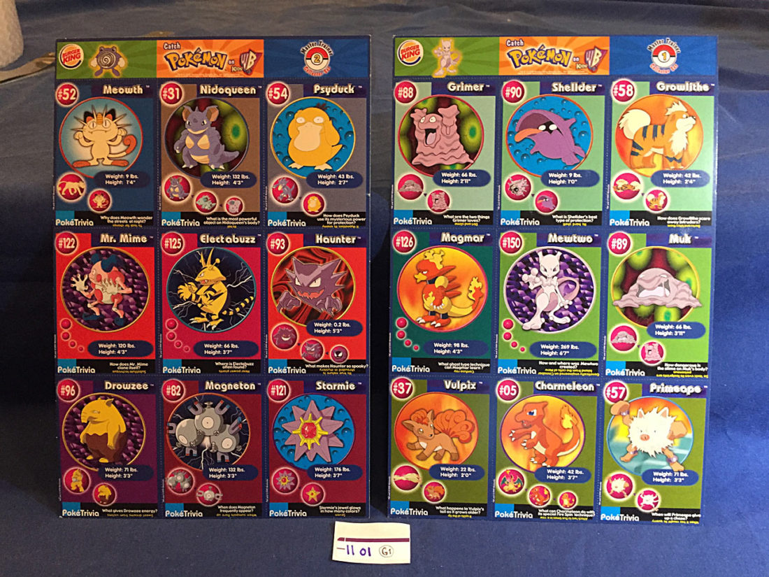 POKEMON 1ST MOVIE CARDS 1999 FULL SET OF 20 BURGER KING MASTER TRAINER ALL UNCUT