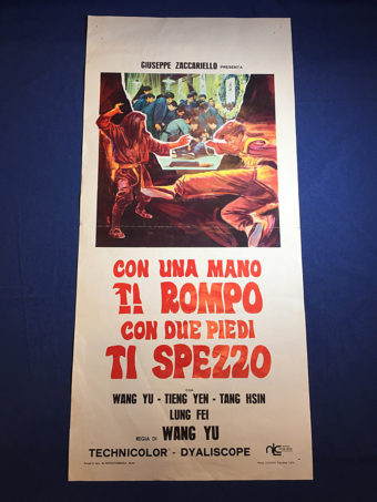 RARE One-Armed Boxer Original 13×27 inch Italian Insert Movie Poster (1972) Con una mano ti rompo con due piedi ti spezzo