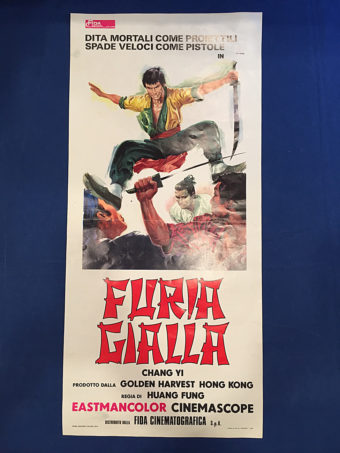 RARE The Fast Sword (Furia Gialla, Iron Fighters) 13×27 inch Original Italian Insert Movie Poster (1971) Chang Yi