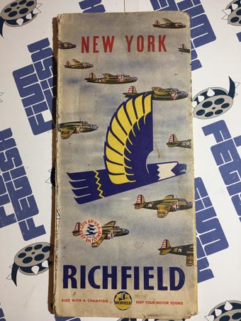 Richfield Oil Corporation-branded Map of New York State and Northeast