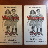 Walton Leather Shoes Vintage Advertising Cards – M. Klatzkin, Trenton, NJ (Set of 2)