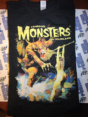 Famous Monsters of Filmland Black T-Shirt with Frank Frazetta Fantasy Artwork XL [6102]