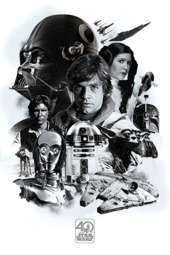 Star Wars: Episode IV – A New Hope 40th Anniversary Black and White Montage 24 x 36 Inch Movie Poster