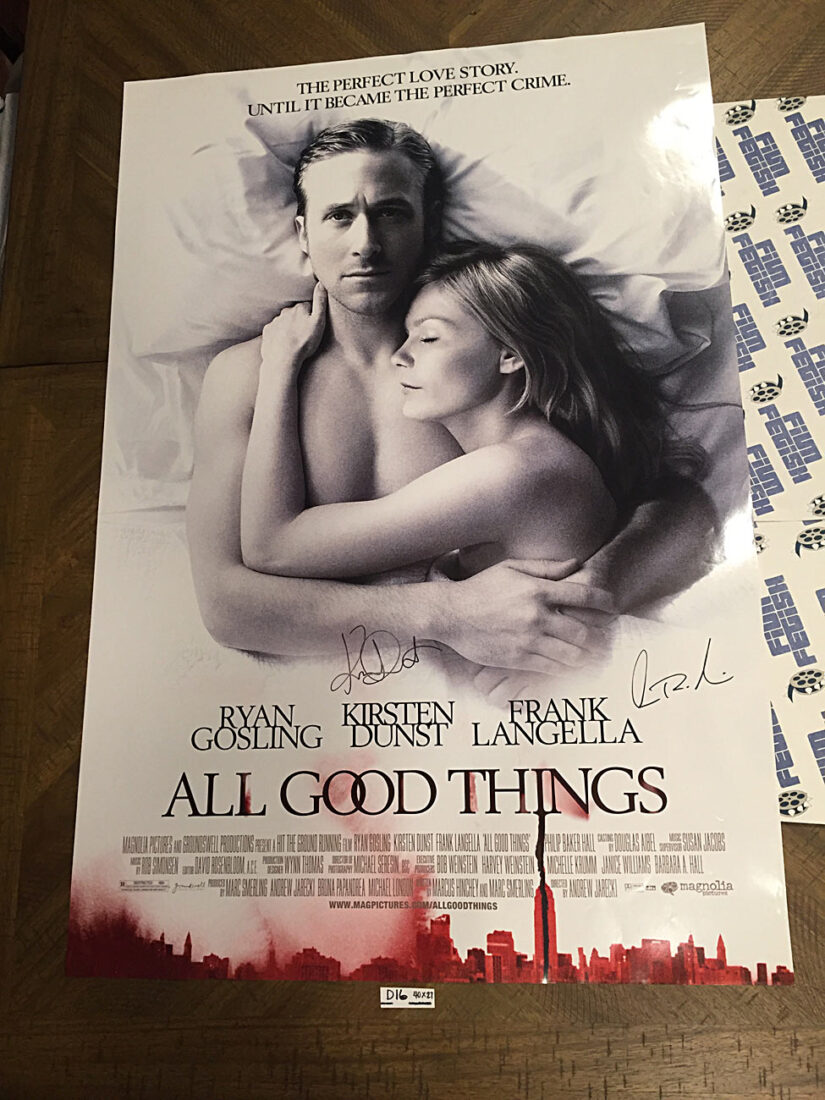 All Good Things 27×40 inch Original Movie Poster Signed by Kirsten Dunst and Frank Langella (2010)