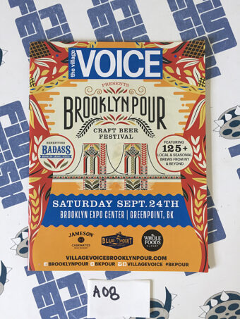 RARE The Village Voice Brooklyn Pour Craft Beer Festival 4×6 inch Promotional Guide (September 24, 2016) [A08]