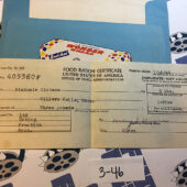 Original War Ration Book Envelope and Food Ration Certificate (1943)