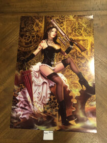 Lorenzo Sperlonga Steampunk Lingerie Woman with Pump Gun 16×24 inch Art Poster Print [E04]