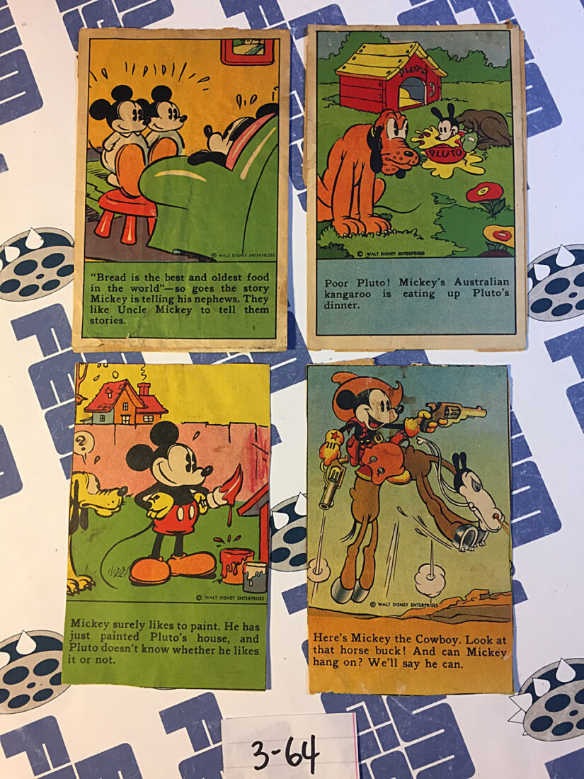 Set of 4 Travis Quality Bread Products Vintage Mickey Mouse Comic Newspaper Advertising Spots [364]