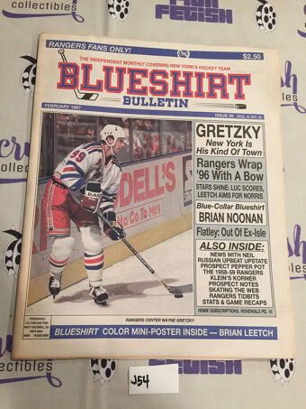 Blueshirt Bulletin New York Rangers Wayne Gretzky, Brian Leetch Poster (February 1997) [J54]