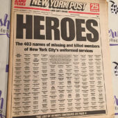 New York Post 911 Coverage Edition, Missing Heroes List (September 17, 2001) [J56]