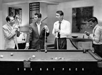The Rat Pack Playing Billiards B&W 36×24 inch Poster