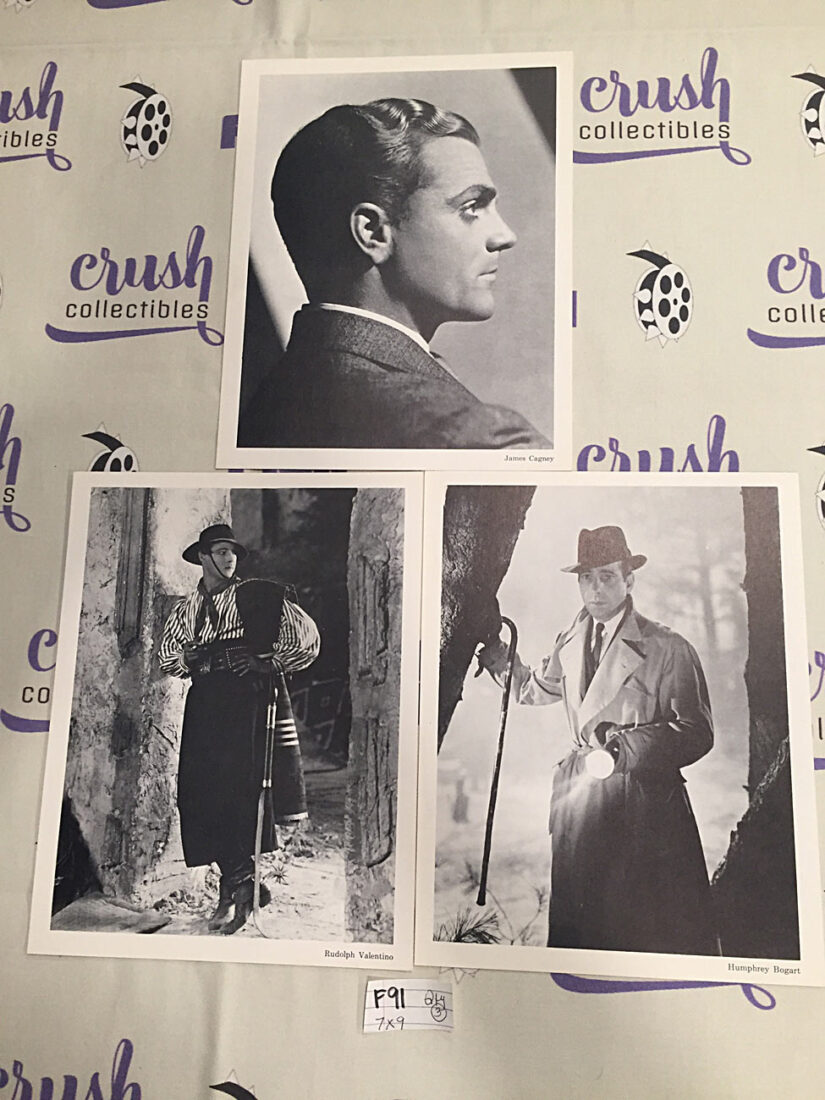 Set of 3 Original 7×9 inch Publicity Press Photos – James Cagney, Rudolph Valentino, Humphrey Bogart [F91]