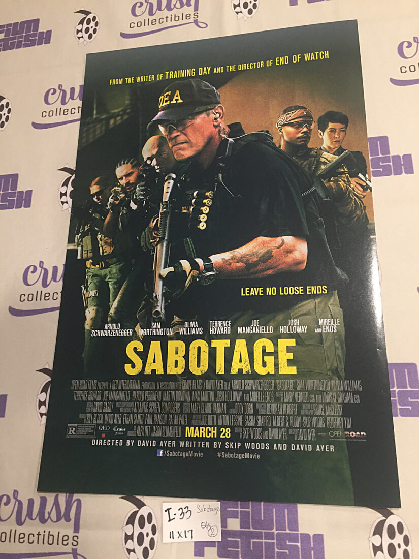 Sabotage 11×17 Original Promotional Movie Poster, Arnold Schwarzenegger [I33]