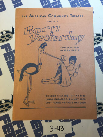 Born Yesterday Official Program – American Community Theatre – Directed by Alfred G. Brooks [343]