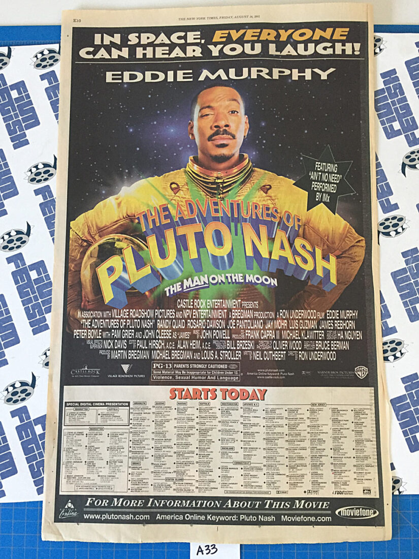 Pluto Nash and Crush Original Full Page Newspaper Ad (New York Times August 16, 2002) [A33]