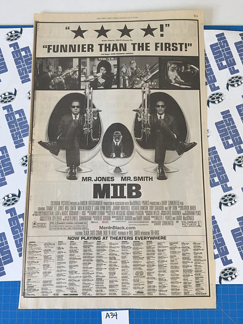 Men in Black II and Like Mike Original Full Page Newspaper Ad (New York Times July 19, 2002) [A34]