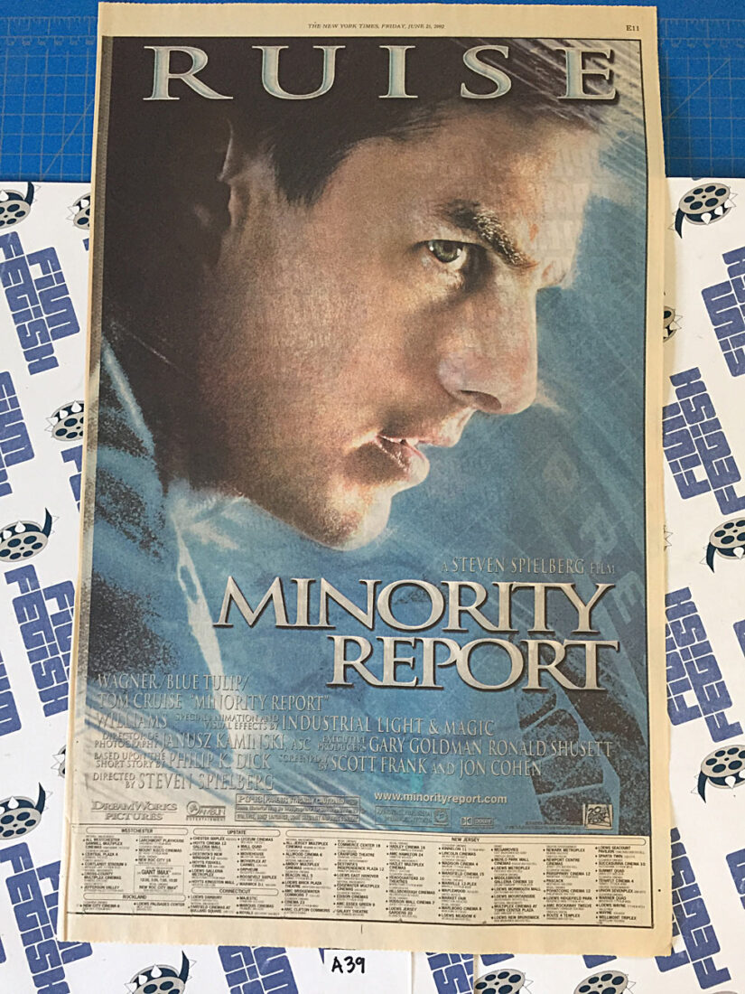 Minority Report and Juwanna Mann Original Full Page Newspaper Ad (New York Times June 21, 2002) [A39]
