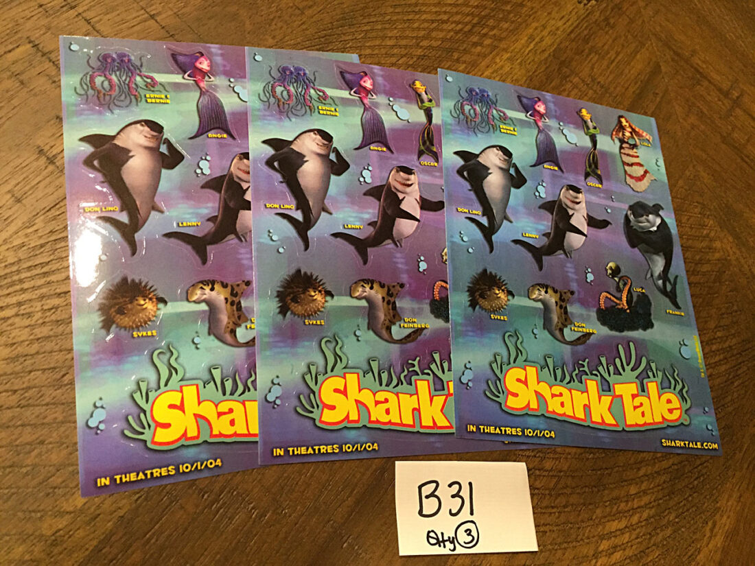 Shark Tale Set of 3 Promotional Sticker Sets [B31]